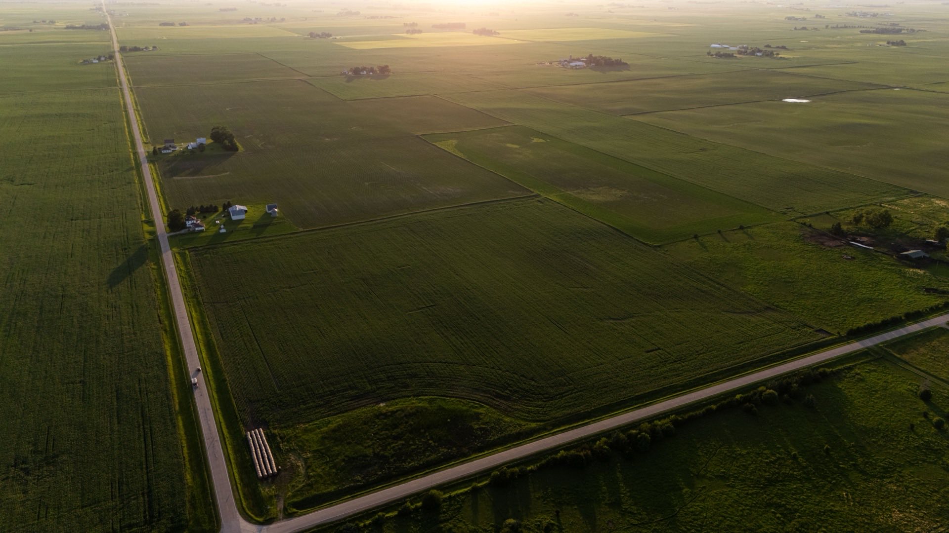 Aerial view of central Iowa farmland